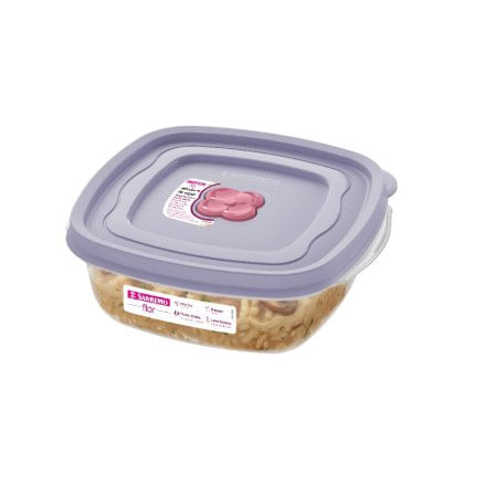Pote Plástico Quadrado Hermético Lilás 920ML Flor Sanremo